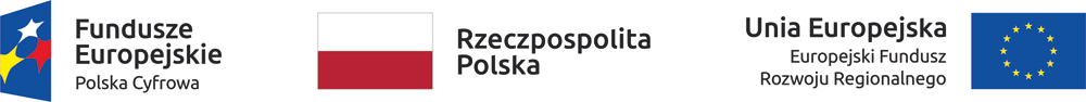 Loga Fundusze Europejskie - Polska Cyfrowa, Rzeczpospolita Polska, Unia Europejska - Europejski Fundusz Rozwoju Regionalnego